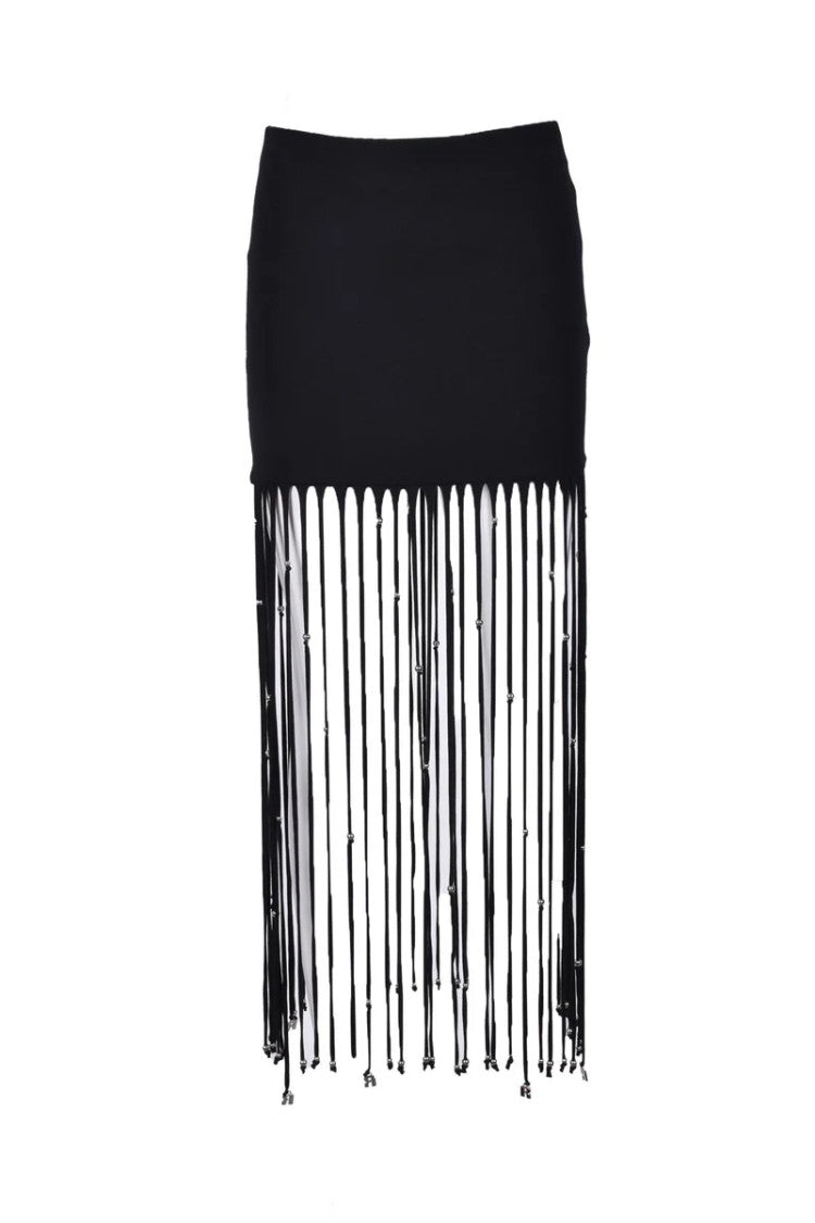 Rotate Birger Christensen Black Cotton Modal Skirt
