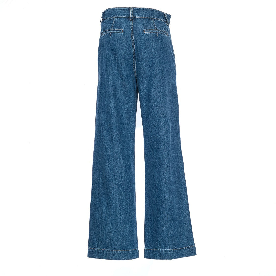 Max Mara Wide-Leg Indigo Cotton Trousers With Kapok Detail