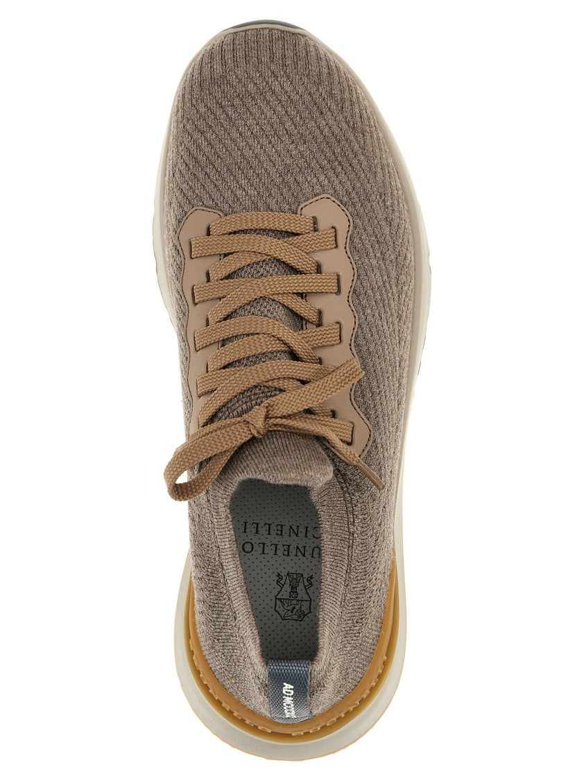 Brunello Cucinelli Stretch Knit Low Sneakers With Laces
