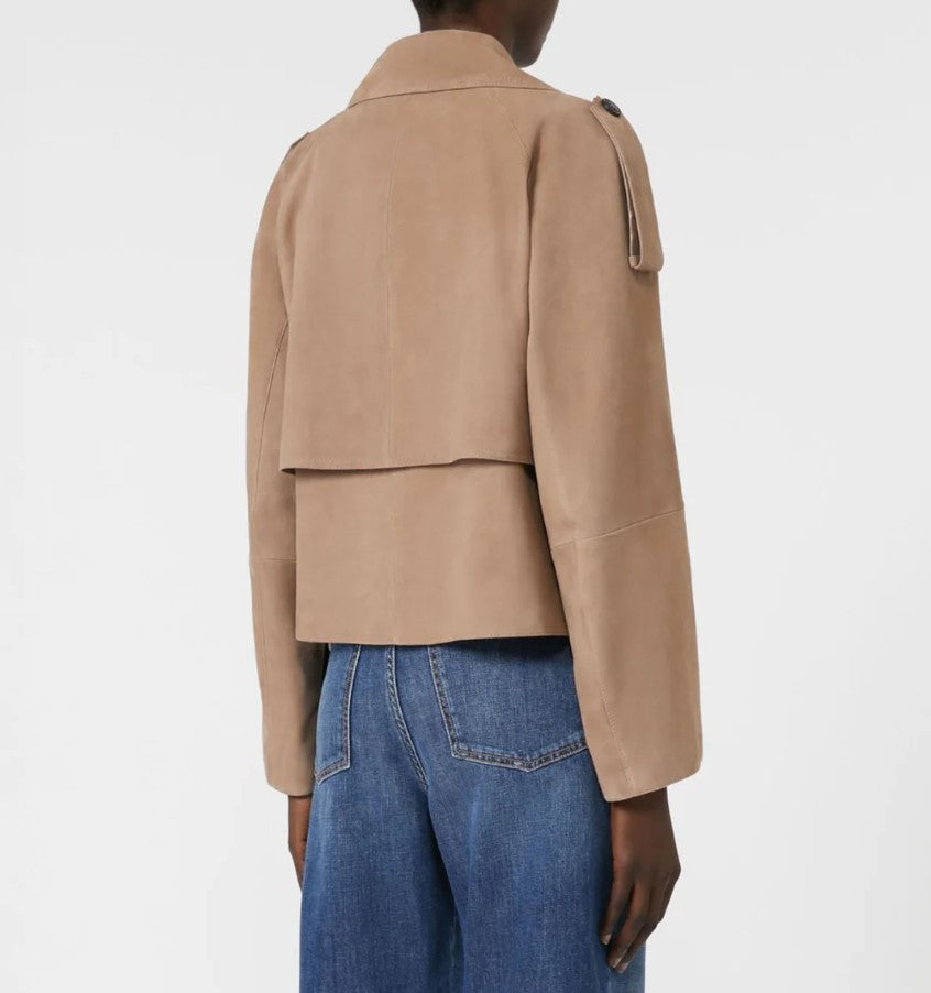 Weekend Short Brown Suede Trench Coat