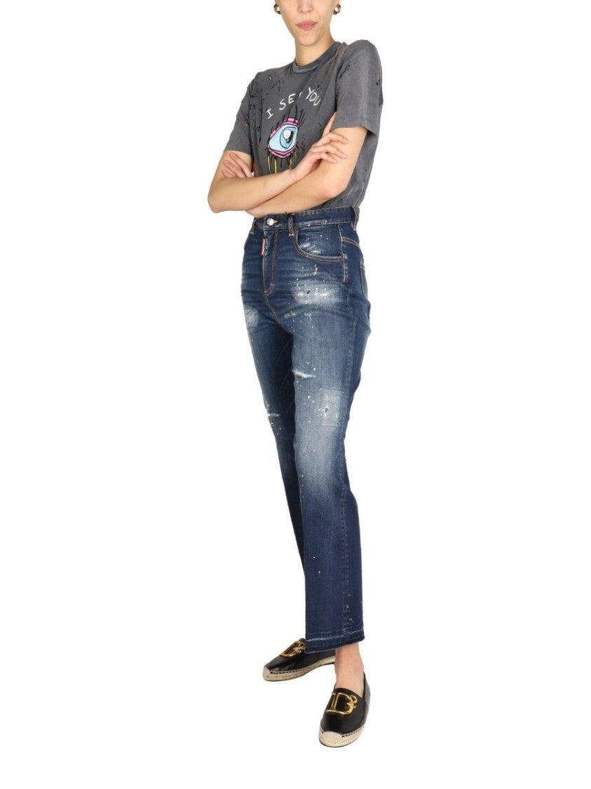 Dsquared2 High-Waisted Wide-Leg Denim Jeans
