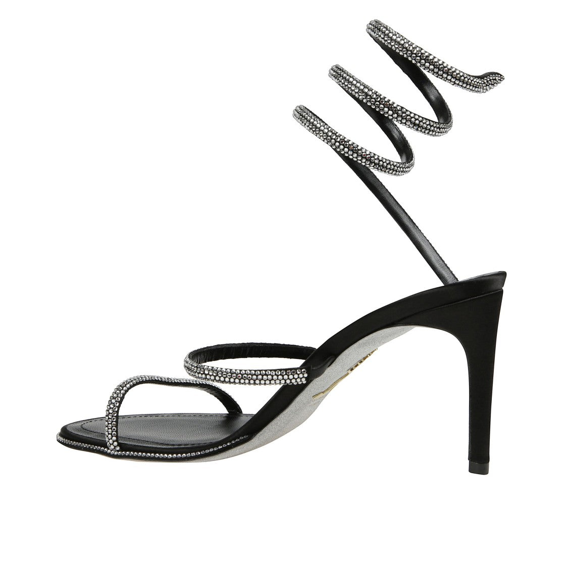 René Caovilla Cleo Anthracite Crystal Sandals 105