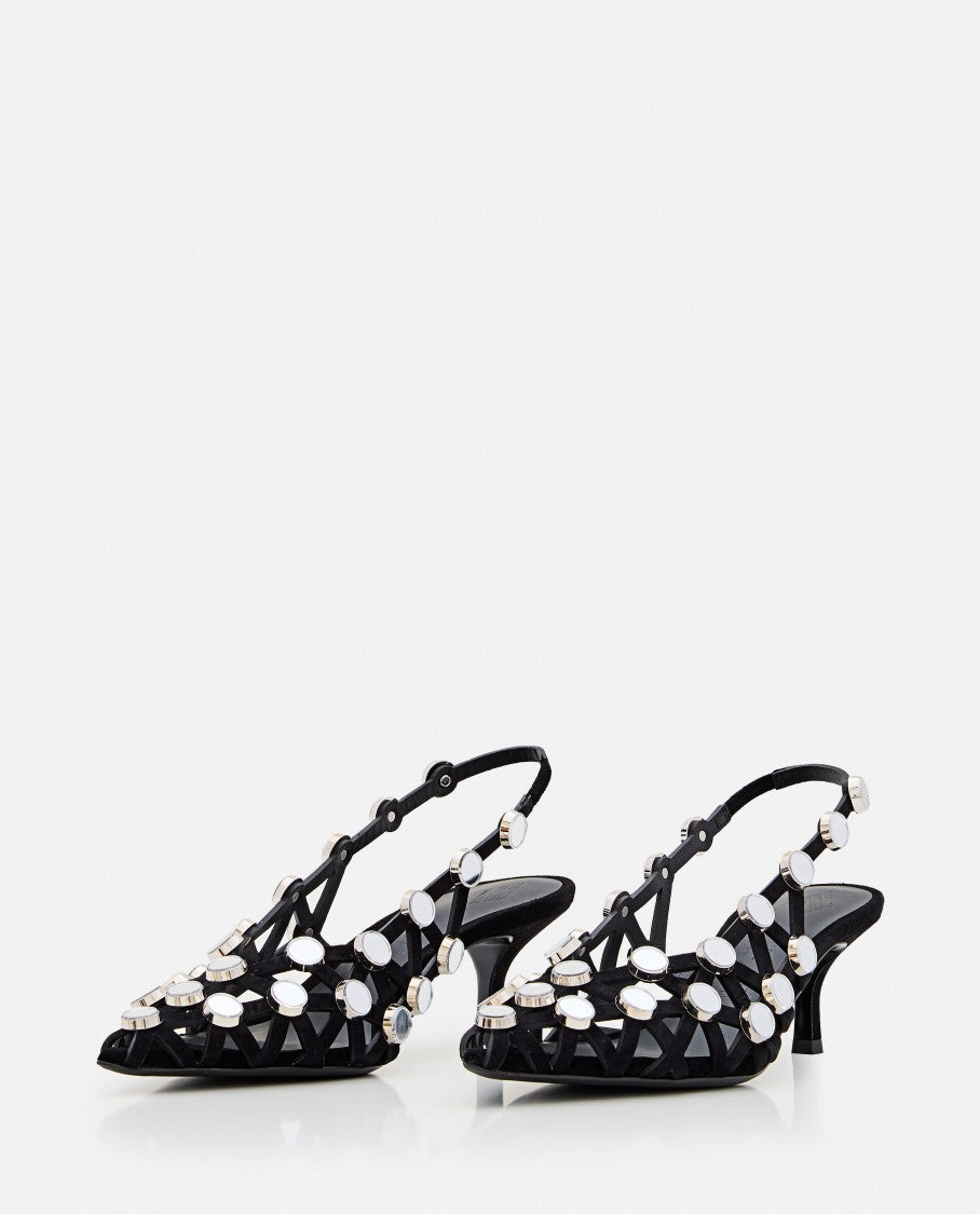 The Attico Black Suede Grid Slingback Shoes