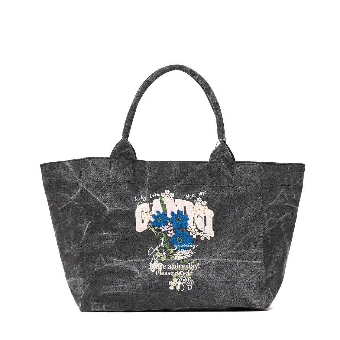 Ganni Floral Print Trapeze Medium Canvas Tote Bag