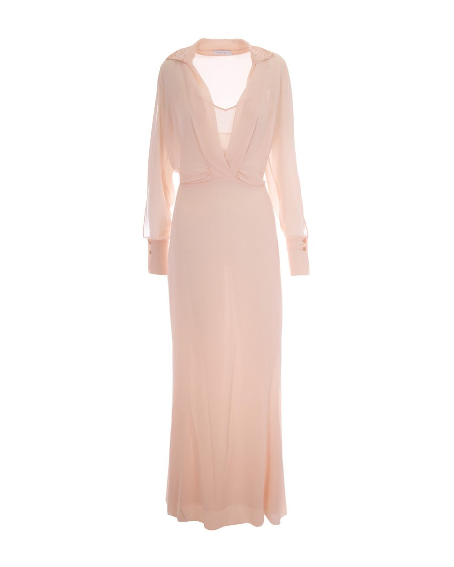 Patrizia Pepe Nude Silky Polyester Midi Dress