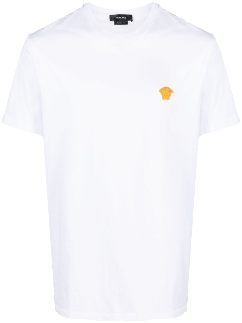 Versace White Regular Fit Embroidered Emblem T-Shirt