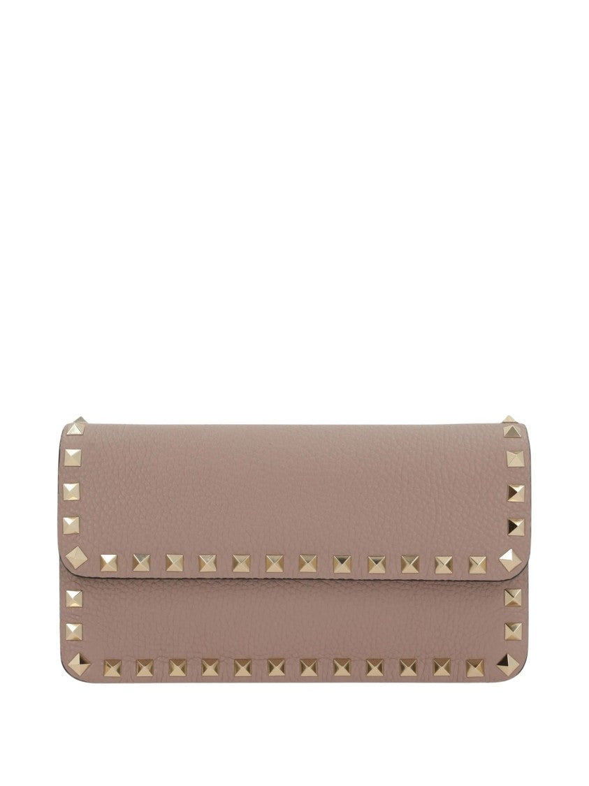 Valentino Pyramid Stud Taupe Leather Wallet