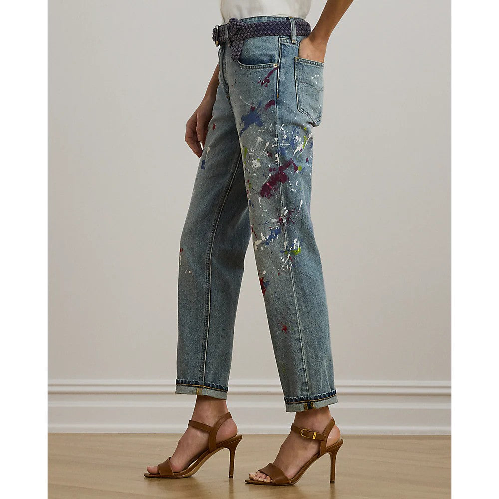 Lauren Ralph Lauren Alicia Wash Byfrnd Taper-Ankle-Straight Cotton Jeans