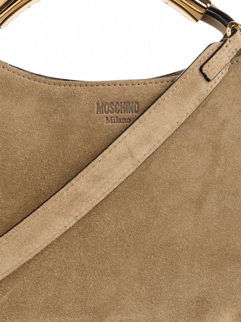 Moschino Brown Silk And Nylon Bag With Structured Gold-Tone Handle