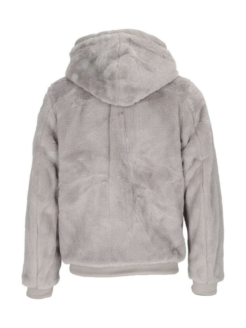 K-Way Reversible Brown Faux Fur Double Giacca With Hood