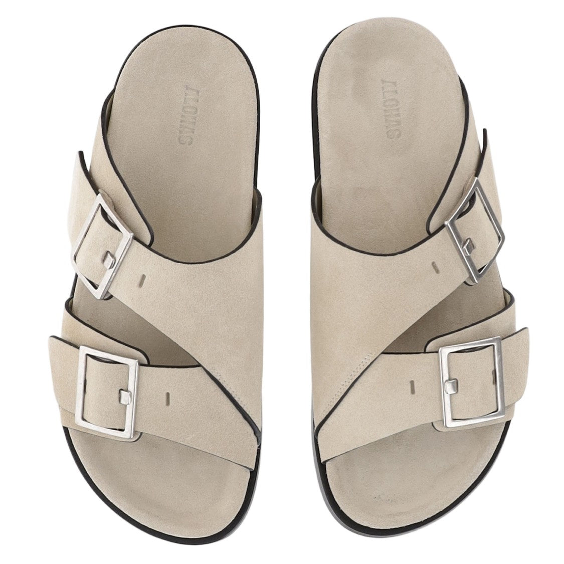 Alohas Adjustable Beige Suede Sandals With Minimalist Design