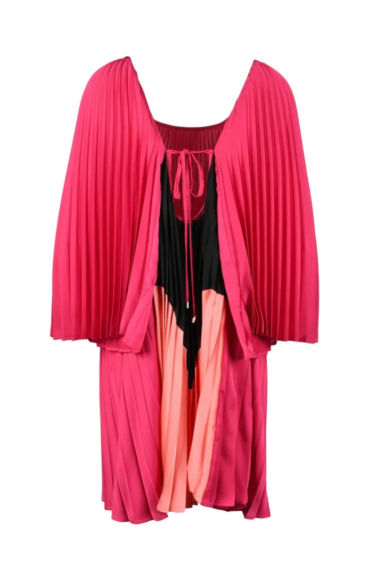Simona Corsellini Fuchsia Pleated Dress With Flowing Silhouette