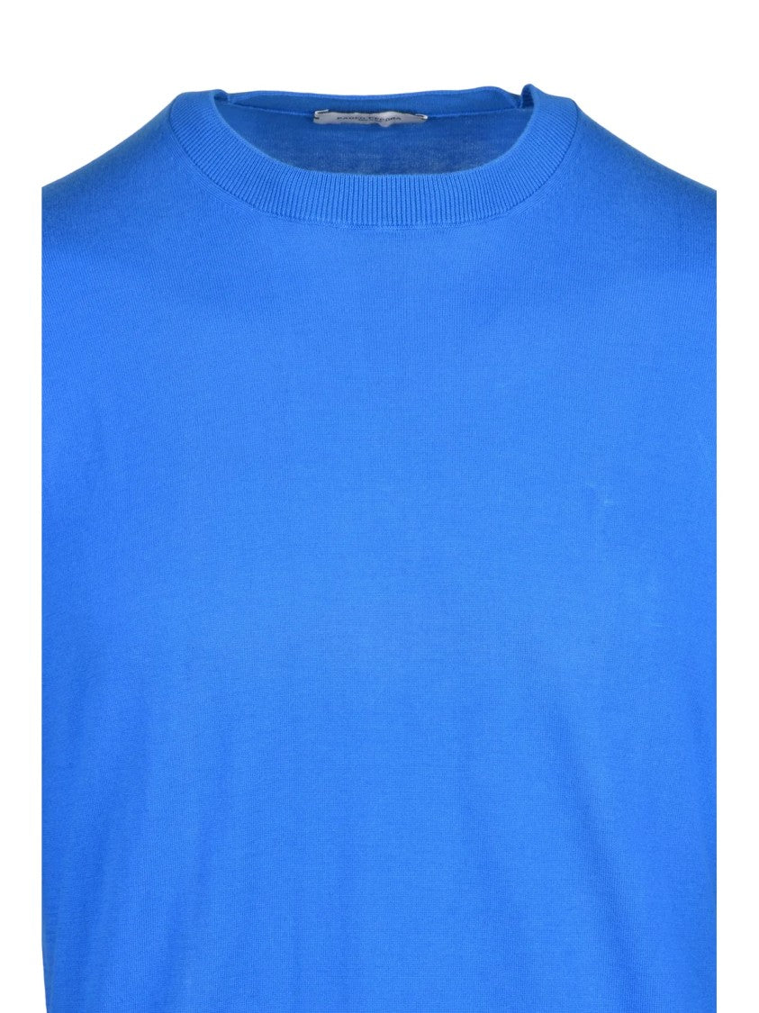 Paolo Pecora Blue Cotton Crewneck Sweater