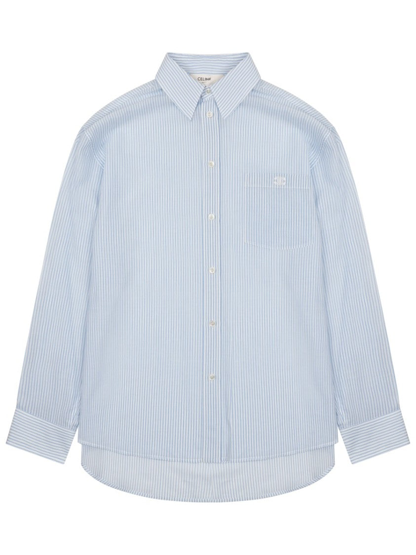 Celine Striped Long-Sleeved Cotton Shirt