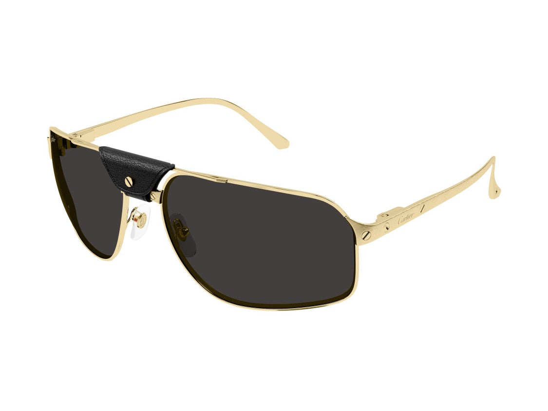 Cartier Gold Ct0651s Square Metal Leather Sunglasses