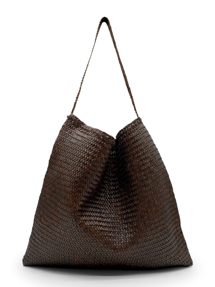 Dragon Diffusion Dark Brown Ars Woven Leather Tote Bag