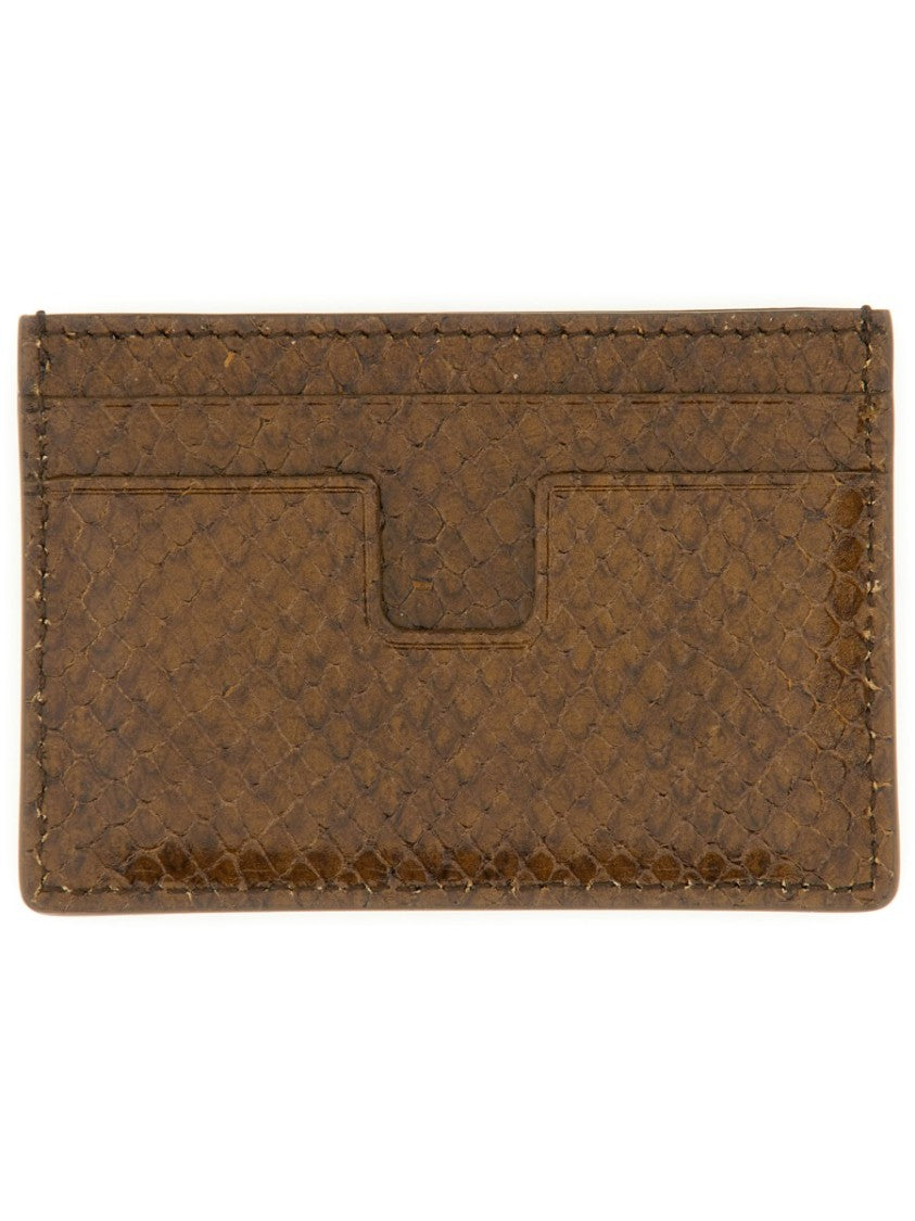 Tom Ford Textured Brown Calf Leather Card Holder