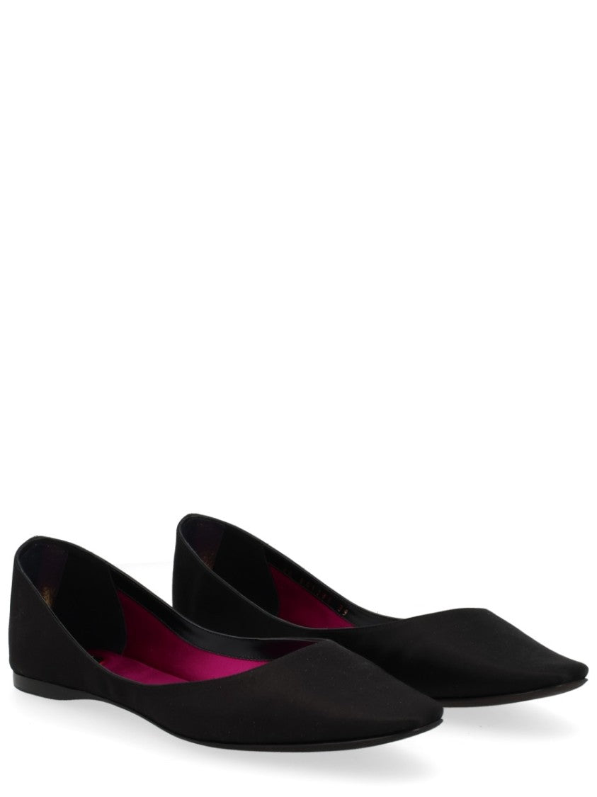 Saint Laurent Magenta Crepe Satin Lou Pointed Flats