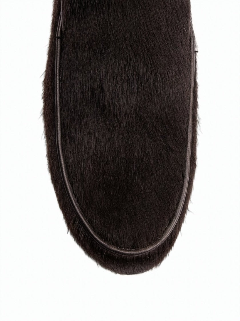 Poeve Nida Dark Brown Pony Hair Leather-Lined Moccasins