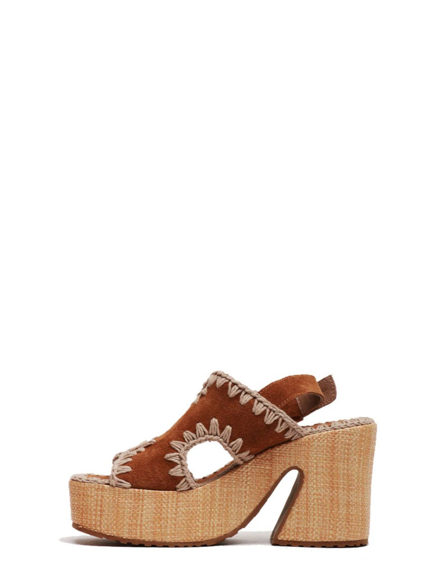 Mou Platform Sandals With Chunky Woven Heel