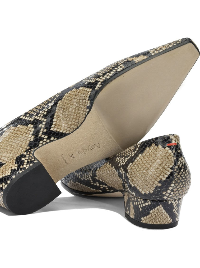 Aeydē Textured Snakeskin Pointed Toe Heeled Shoes