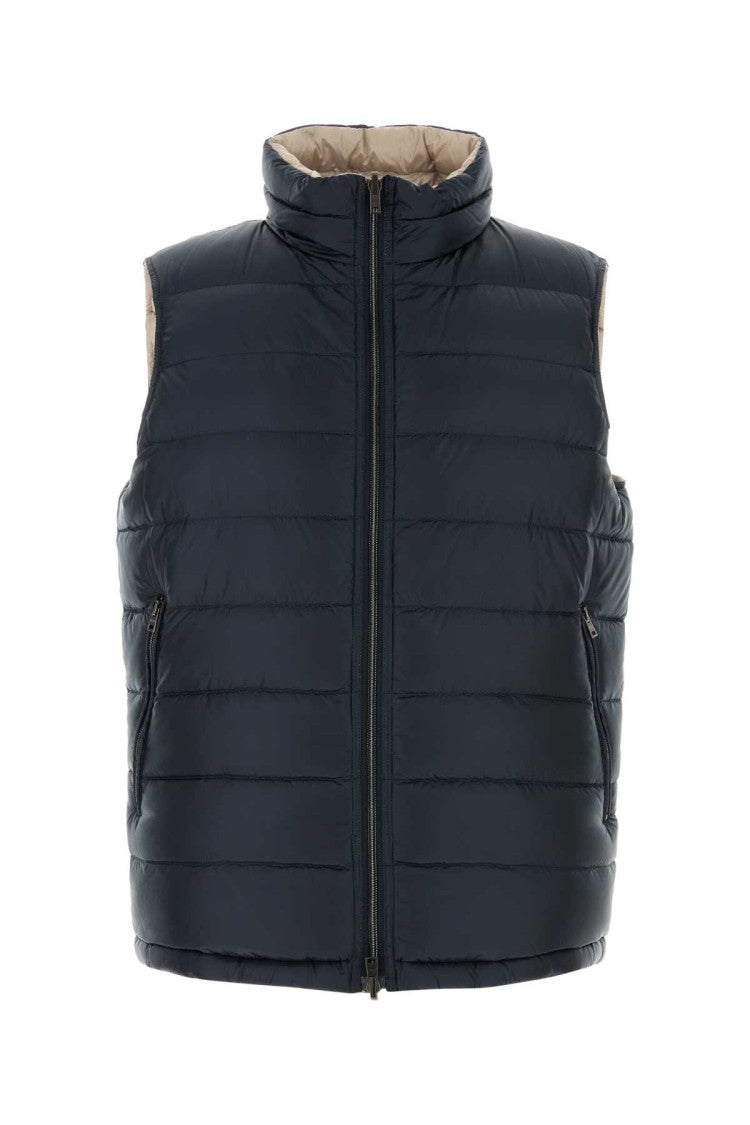 Herno Navy Blue Nylon Sleeveless Down Jacket