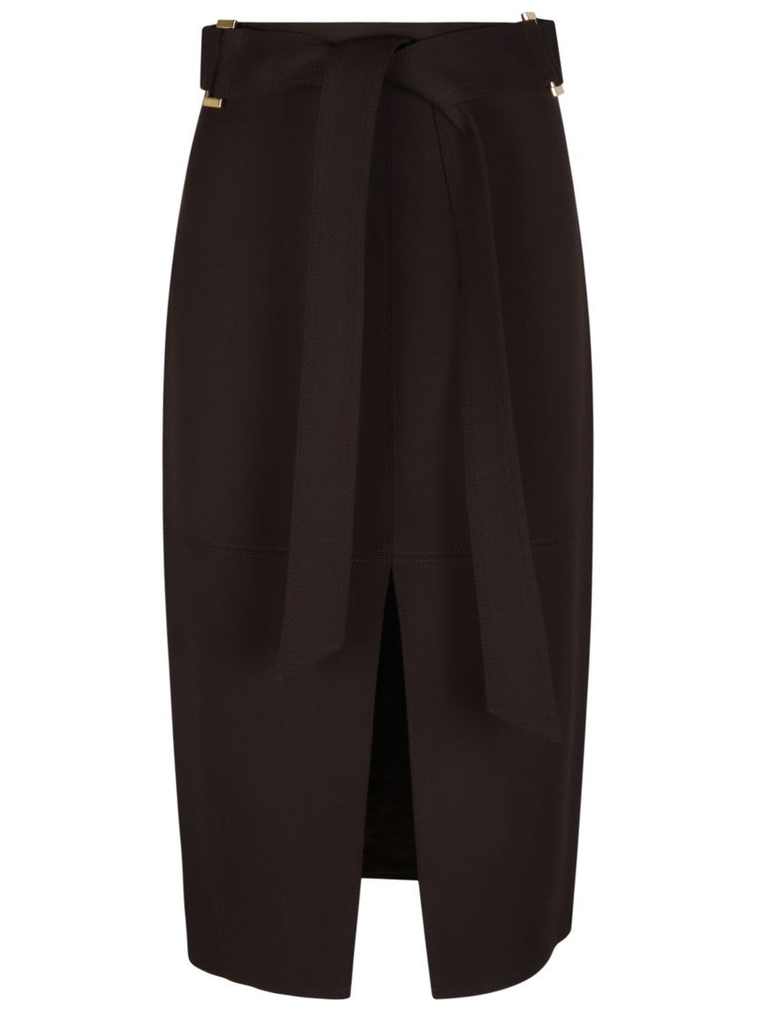 Elisabetta Franchi Knee Length Belted Slit Skirt