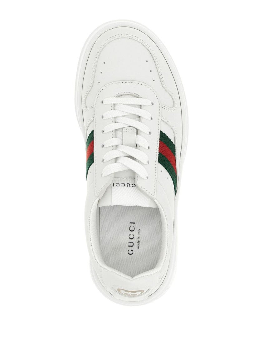 Gucci White Calfskin Leather Sneakers With Sculpted Sole