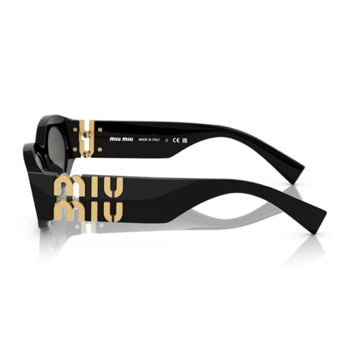 Miu Miu Elegant Oval Frame Sunglasses With Gold Accents