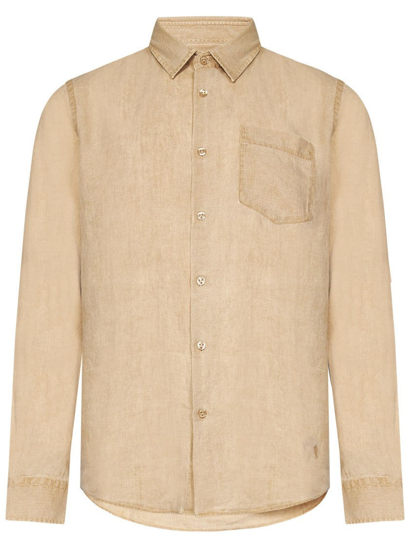 Vilebrequin Beige Linen Shirt With Turtle Embroidery