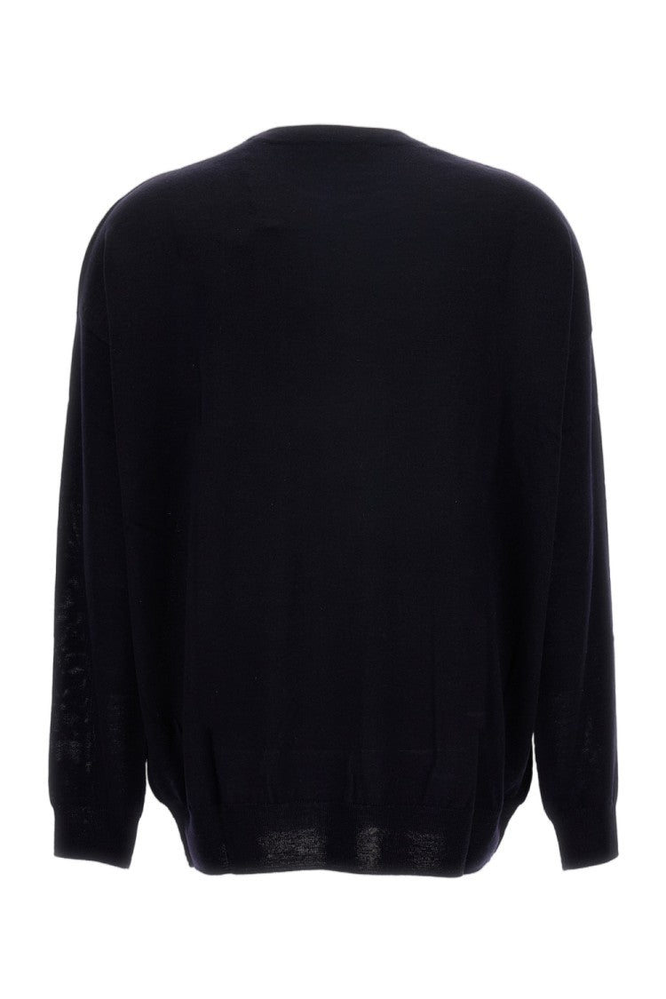 Hira Crew-Neck Cardigan With Ribbed Detailing In Sumptuous Blue