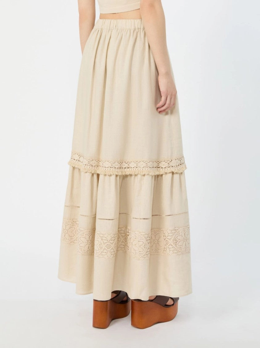 Max Mara Tiered Midi Skirt With Lace Inserts