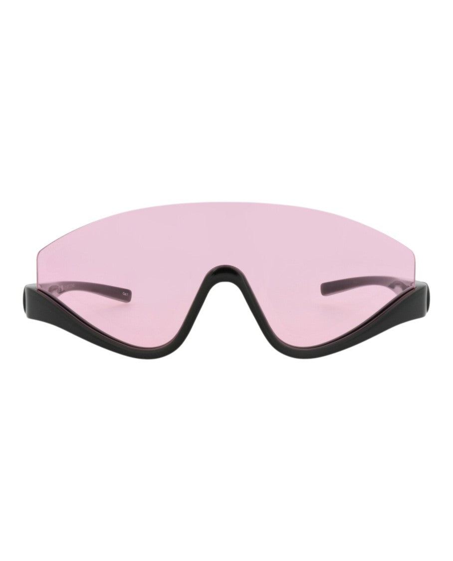 Gucci Shield-Frame Injection Sunglasses With Saddle Nose Bridge