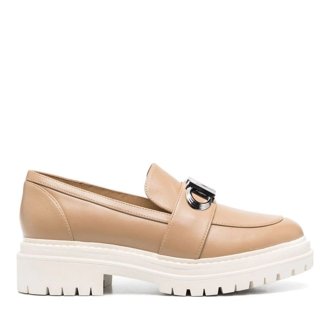 Michael Kors Brown Parker Chunky White Lug Sole Leather Loafers