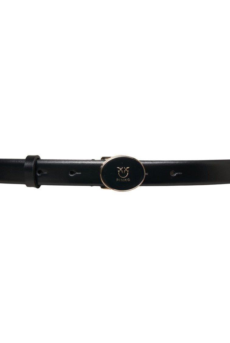 Pinko Leather Belt With Signature Gold Logo Buckle