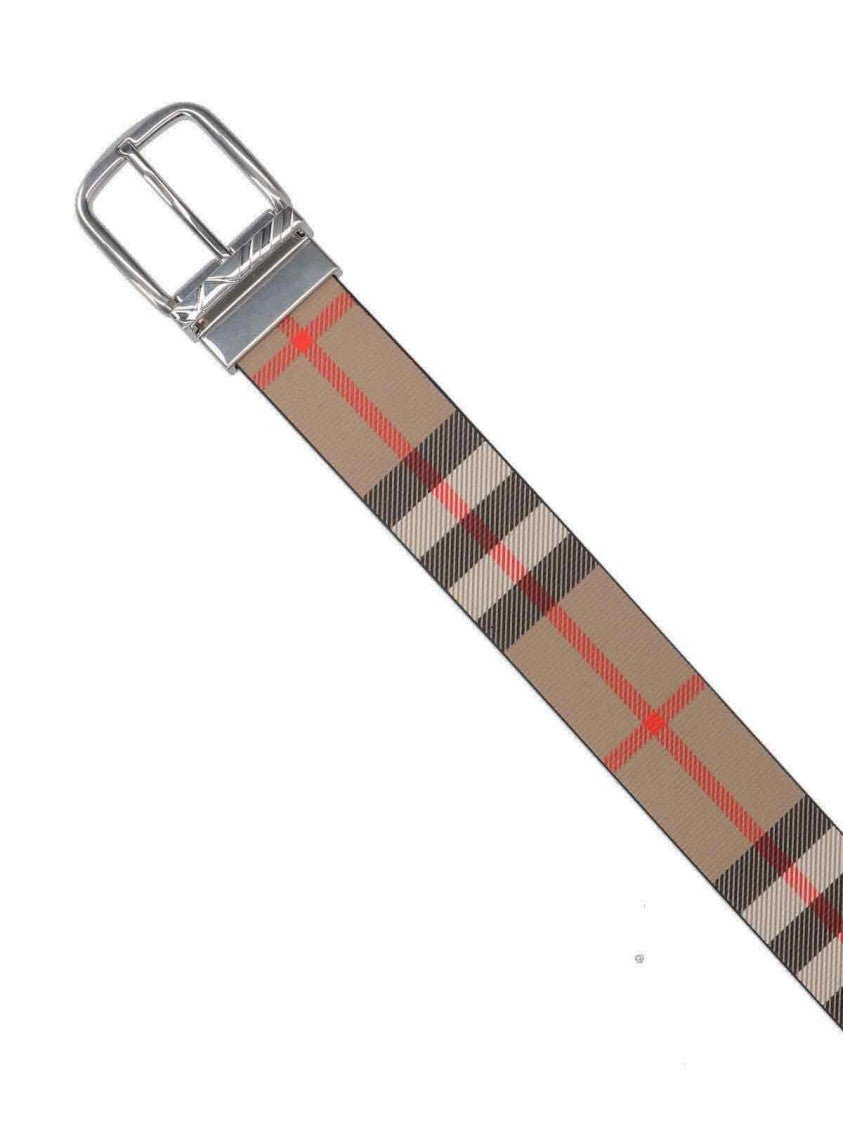 Burberry Reversible Check Belt With Leather