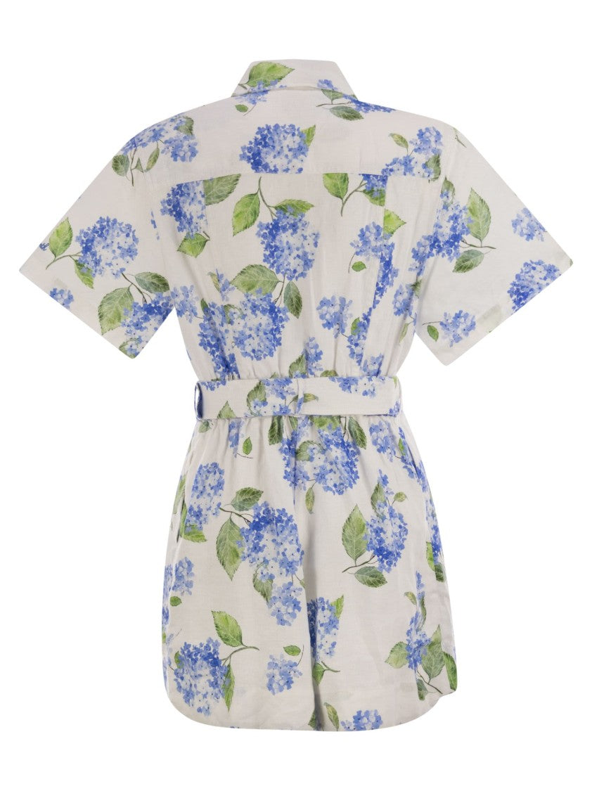 Mc2 Saint Barth Carola - Linen Playsuit With Print