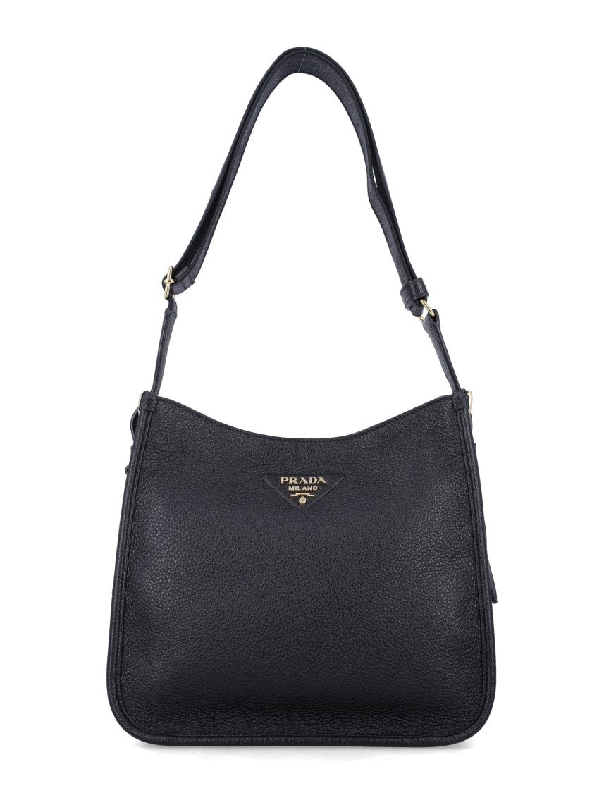 Prada Medium Black Leather Shoulder Bag