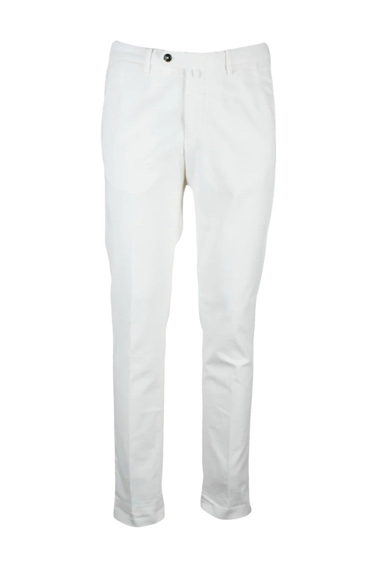 Bsettecento White Stretch Cotton Pants
