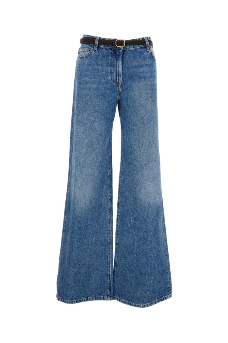Elisabetta Franchi Blue Wide Palazzo Leg Denim Jeans