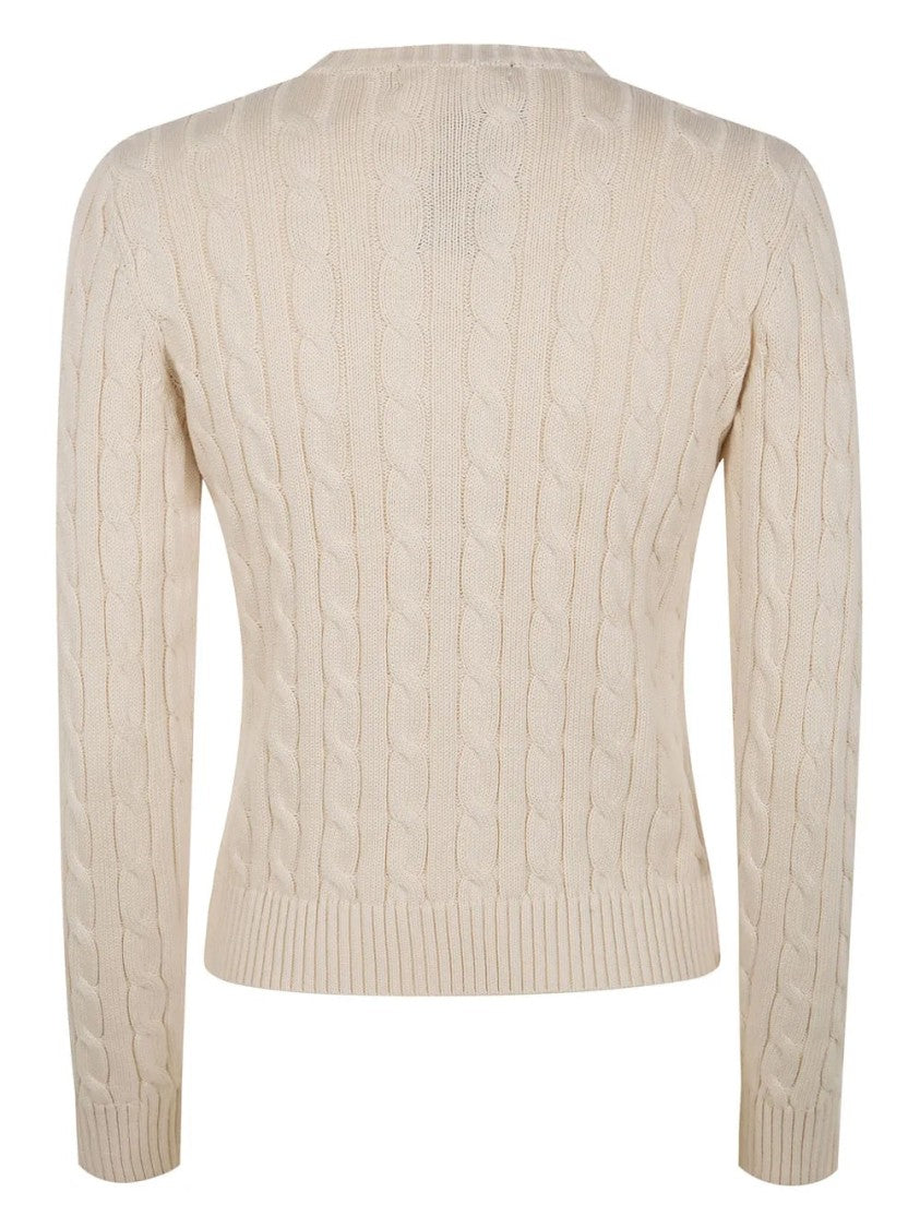 Lauren Ralph Lauren Beige Ralhan Cable Knit Cotton Cardigan