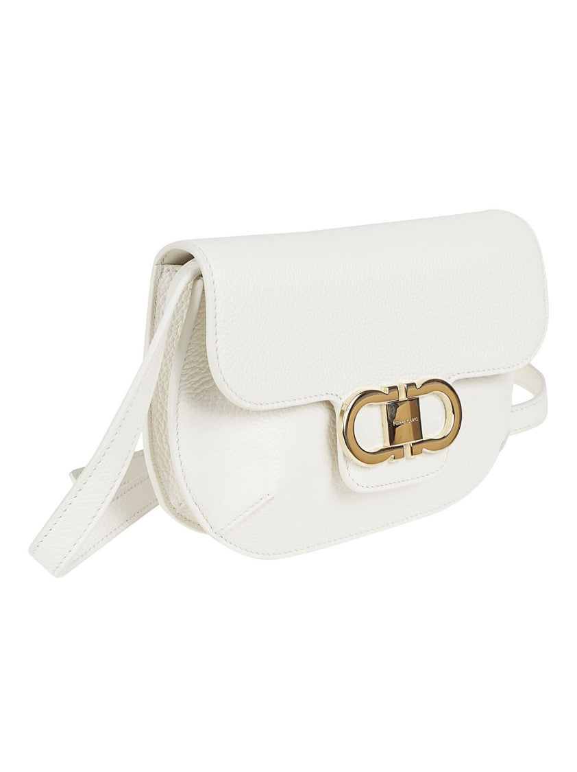 Ferragamo Compact Rigid Shoulder Bag With Double Gancini Ornament
