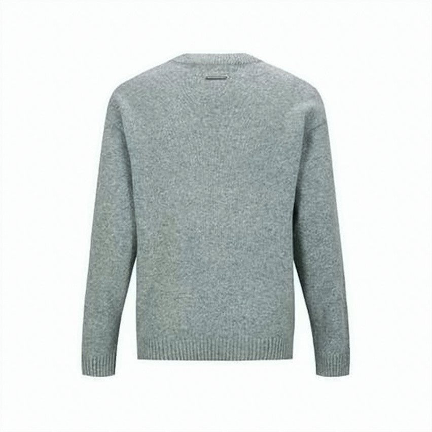 Andersson Bell Heathered Grey Knit Sweater With Bold Script Logo