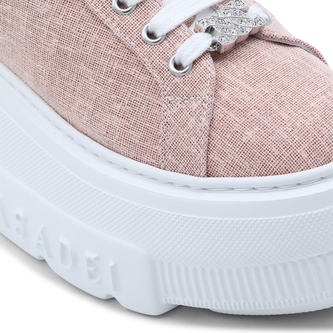 Casadei Textured Pink Nexus Solar Eclipse Sneakers With Rhinestone Detail