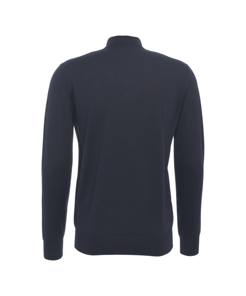 Paolo Pecora Blue Turtleneck Sweater With Ribbed Finishing