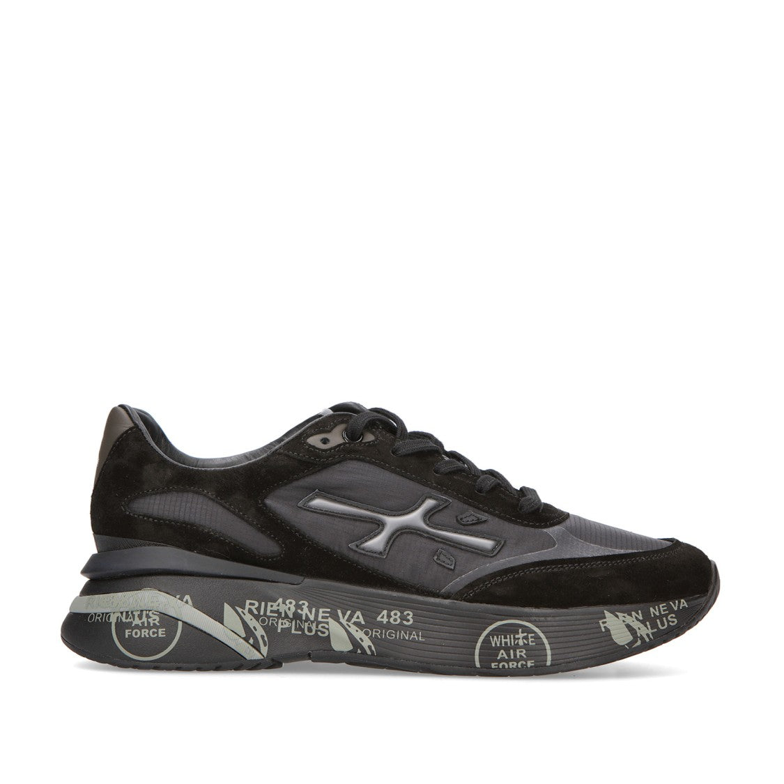 Premiata Moerun Sneakers In Black Suede And Technical Fabric