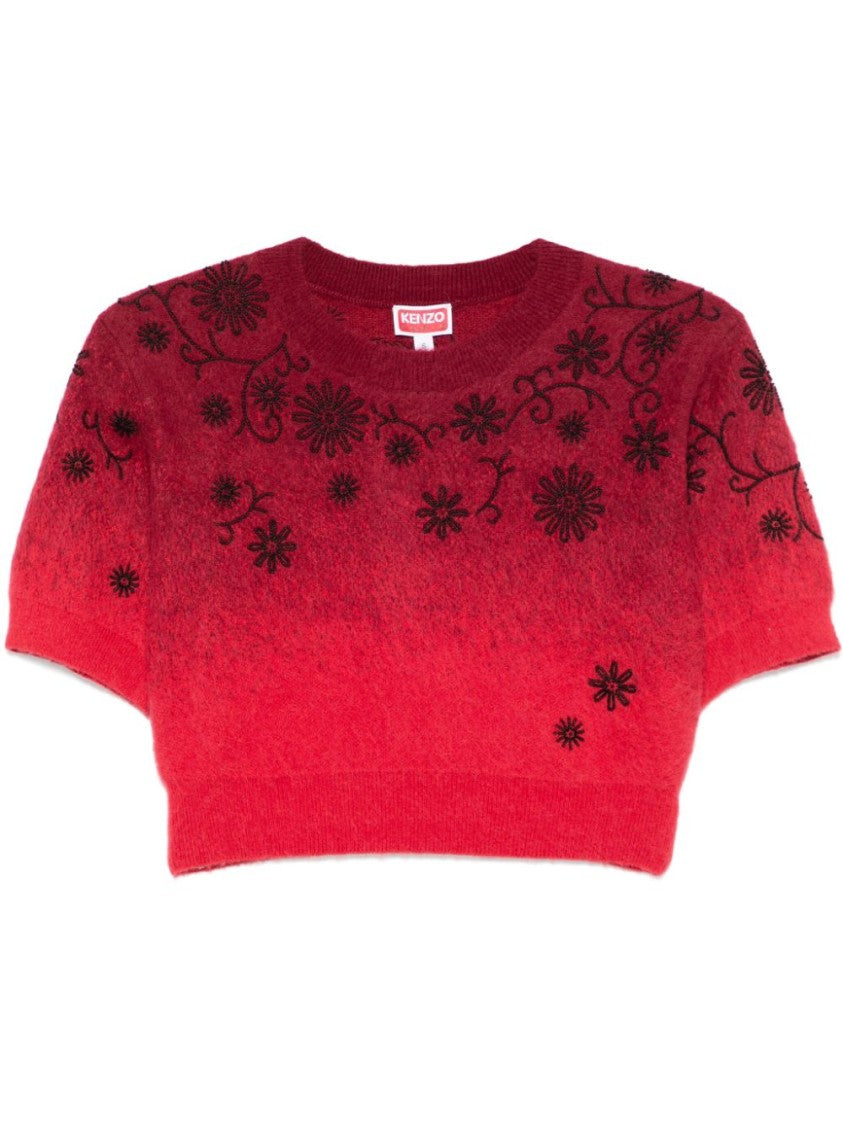 Kenzo Cropped Crimson Knitted Top