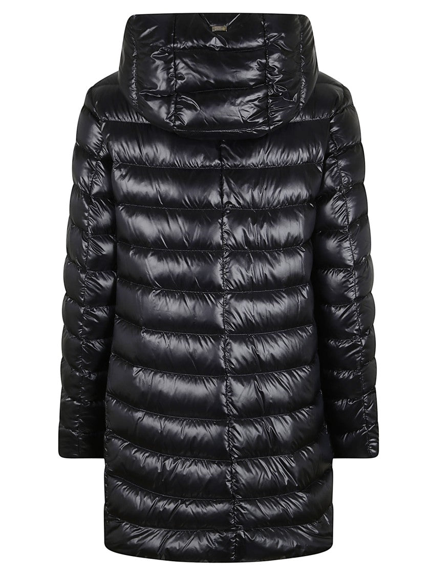 Herno Hooded Puffer Jacket In Silk And Cashmere Blend