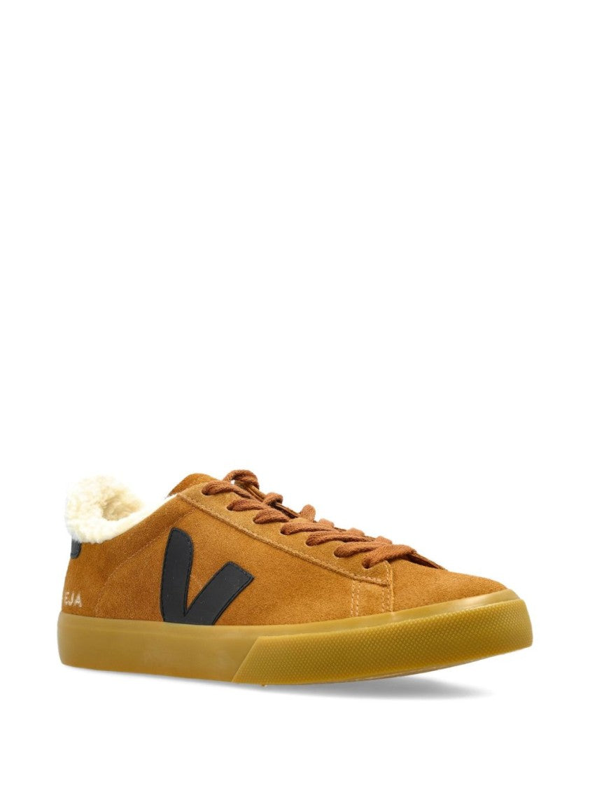 Veja Beige Suede Low-Top Sneakers With Contrasting Black Accents