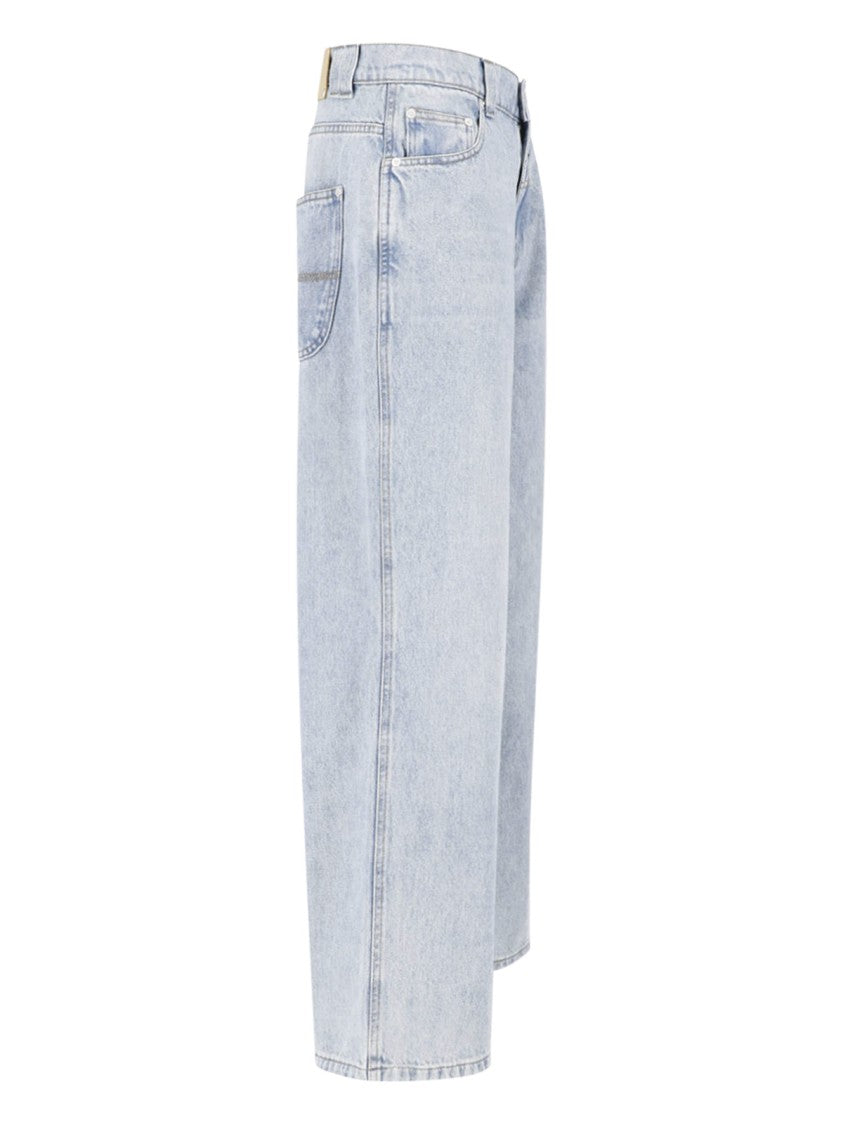 Gimaguas Light Blue Wide-Leg Cotton Denim Jeans